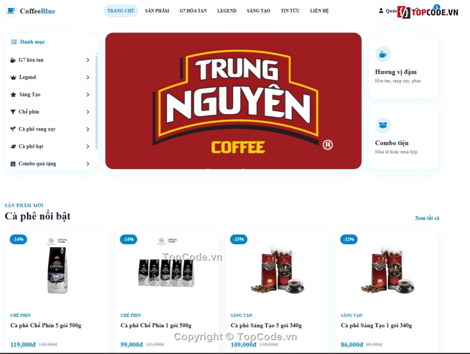 website,web bán sản phẩm,website bán cà phê